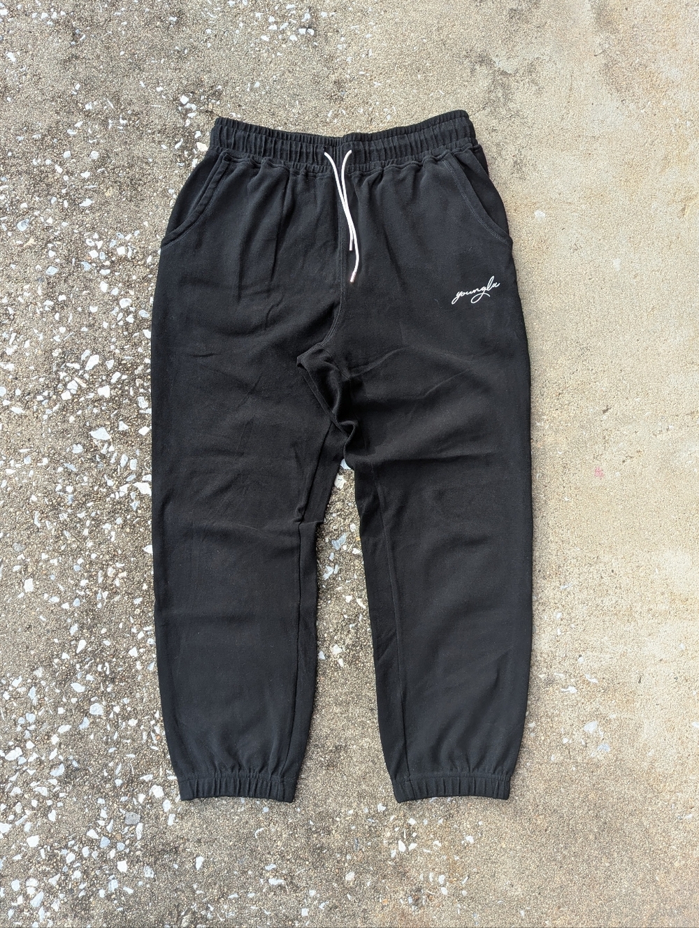 YoungLA Black Sweatpants with White Logo